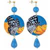 IN LeboleCollezione The Circle DOR68 Farfalla Orecchini da Donna in Ottone Pietra Azzurra