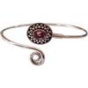 Tibetan Silver Bracciale Manchette in Argento Ossidato 925 per Donna - Gemma di Tormalina Rosa, Fatto a Mano da Artigiani, Gioiello di Moda Unico