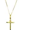 PEGASO GIOIELLI - Collana da Donna in Oro Giallo 18kt (750) Catenina Veneta con Pendente Croce Crocetta Smussata Semplice