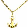 PEGASO GIOIELLI Collana da Uomo in Oro Giallo 18kt (750) Catena Pernice Pinzata Cm 50 Pendente Ancora Filo Corda