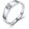 Gualiy Anelli Fidanzamento Argento 925, Anello Argento Uomo Solitario Anello con Moissanite 0.5ct Anelli Regolabili
