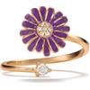 PERIMADE Anello da donna, regolabile, in argento Sterling 925, con margherita viola, anello aperto impilabile, ipoallergenico, antistress, con zirconia cubica, Argento sterling, Zirconia cubica