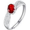 LCDIUDIU Anello Donna Argento 925 Regolabile,Anello Con Zaffiro Naturale Taglio Ovale per Donna, Fascia In Argento Con Zirconi Cubici, Regolabile, per Promessa Di Matrimonio E Fidanzamento, Rubino