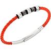 Breil, Collezione Wanderlust, Bracciale Uomo in Pelle Intrecciata con Elementi Decorativi in Acciaio, Lunghezza Regolabile fino a 20,5 cm, Pratica Chiusura Scorrevole