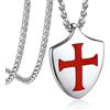Bandmax Collana Uomo con Cavalieri Templari Croce, Argento Scudo Collana Uomo Acciaio Ciondolo con Croce di Gerusalemme, Gioielli Personalizzati Religiosi