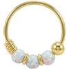 Monster Piercing 9K giallo oro Triple bianco opale Bead 22 Gauge Hoop naso anello Piercing da naso