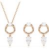 Swarovski Set Mesmera, Taglia pera, Taglia rotonda, Bianco, Bagno tono oro rosa