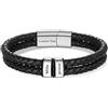 kaululu Braccialetto in Pelle Personalizzato da Uomo con Nomi Incisi Braccialetto con Perline Nero Marrone per Uomo Papà Nonno Fidanzato Regali Festa del Papà Natale (Argento-2)