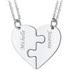 U7 Collana Puzzle Personalizzabile 2 Pezzi Ciondolo Cuore Personalizzato Catena Regolabile 40+5 cm Acciaio Inossidabile Collana per BBF Coppia Amici Famiglia Regalo per Donna Natale Anniversario