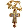 Nazareth Store Ciondolo a forma di croce pettorale placcato oro 18 K, con zirconia cubica, cristiano, prete cristiano, vescovo, grande crocifisso, con collana, 61 cm, 58,4 cm, vetro, senza pietra