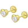 TIME ROAD Orecchini Bebè Bambina in Oro 9K HIN00198/4 - Cuore 4 mm - Chiusura a Vite Sicura - 3-24 mesi - Ideale per Nascita, Battesimo o Compleanno