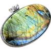 Generic Ciondolo in labradorite da donna, grande pietra preziosa ovale appariscente in argento Sterling 925, gioielli fatti a mano, regalo di guarigione con cristalli bohémien