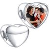 NINGAN Personalized Photo Charm Inciso Perline In Argento Sterling Immagine Personalizzata Cuore A Forma di Braccialetto Delle Donne e Collana Regalo Della Ragazza