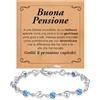 Bramart Bracciale Donna Pensionata con Pietre di Zirconia Blu Regalo per lei Finitura in Oro Bianco Argento 925 Idee Regali Compleanno Pensione - Cofanetto con DEDICA incluso (Buona Pensione - Pietre Blu)