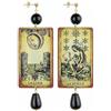 IN Lebole Collezione The Tag Tarocchi Stelle e Luna Orecchini da Donna in Ottone Pietra Nera