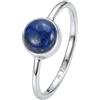 mantraroma Anello da donna in argento con pietra lapislazzuli blu semplice e moderno