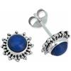 mantraroma orecchini a bottone in argento 925 con pietra blu lapislazzuli, orecchini in vero argento sterling da donna, regalo
