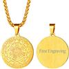 FaithHeart Collana Uomo Talismano 7 Arcangeli Amuleto Sigillo Ciondolo Rotondo Celeste 7 Arcangeli Oro/Nero/Acciaio Inox Personalizza Catena 55+5 CM Collana Protezione Occulta