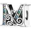 Teleye Ciondolo in argento sterling 925 con lettera M vintage adatto per collana con bracciale Pandora
