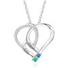 Amsgedhie Collana Personalizzata Donna in Argento Sterling Collana Cuore con Nome e Pietra Portafortuna per Mamma, Nonna Regalo Natale Festa della Mamma (Nomi 2)