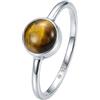 mantraroma Anello da donna in argento 925 con pietra preziosa occhio di tigre marrone semplice e moderno