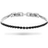 FREDDY Bracciale Tennis da Donna Pietre Nere, Braccialetto in Acciaio Inossidabile Ipoallergenico - Collezione 20 cm - Silver