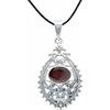 mantraroma Collana con ciondolo in argento 925, pietra preziosa rossa granata, collana con ciondolo in argento sterling da donna, regalo