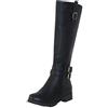 Kenmeko Stivali da Donna Alti sopra Ginocchio Lacci Tacco Stivali Donna Scarpe con Tacco Alto e Punta Tonda Moda Fibbia per Cintura Casual High-Tube (43,Nero)
