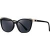 Colrea Occhiali da sole alla moda Cat Eye da donna, alla moda, protezione UV400, CL22017 (lenti nere/montatura nera)
