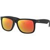 Ray-Ban JUSTIN (RB 4165) - Occhiali da sole Schwarz (Gestell: Schwarz, Gläserfarbe: Rot Verspiegelt 622/6q) Large (Herstellergröße: 54)