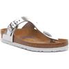 Birkenstock 1003674 Gizeh SFB metallic silver, Natural Leather INFRADITO Donna, Silver EU 38