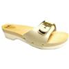 M.a.u.r.i. Zoccoli da Donna Micro Legno con Fibbia - Made in Italy Beige