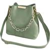RRYPBOVG Borsa Pelle Donna Vera Pelle Borsa a secchiello tote a catena femminile retrò elegante Borsa a tracolla portatile in pelle a catena da donna Borsa a tracolla semplice da viaggio(Green)