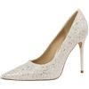 WBITJDK BAADCUP Brillantini Scarpe con Tacco Donna A Punta Décolleté Donna 9.5cm da Matrimonio Ufficio Feste Sexy Scarpe Tacchi (Colore Champagne,43)