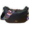 M*BRC MBRC borsa sacca Mezza luna da spalla pelle di vitello 2 tracolle incluse C103 (Nero)