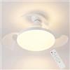 MAKA change your life quality MAKA Ventilatore da Soffitto con Luce LED 22W E27, Telecomando 3 Velocità, Pale Retrattili, Motore 10W Silenzioso, 1155LM, 3000K 4000K 6500K, 220V IP20, per Bagno