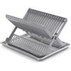 PlasticForte scolapiatti Pieghevole con Vassoio scolapiatti con Vassoio raccogli Gocce portaposate Silver