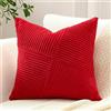 Sungeek 1 Pezzi Federe Cuscini 45x45 in Morbido Velluto a Coste, Fodere per Cuscini Decorativi con Motivo a Strisce e Patchwork Pinwheel Copricuscini Cuscino per Divano Letto Soggiorno, Rosso