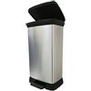Curver Pattumiera a Pedale Rettangolare Decobin, capacità 50 l, Chiusura Morbida, Effetto Metallo, per Cucina, Ufficio, Bagno, 39 x 29 72 cm, in Metallo Riciclato(Versione precedente)