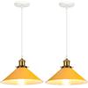 iDEGU 2 Pezzi Lampade a Sospensione Retrò 26cm Lampada da Soffitto Vintage in Metallo E27 Lampadario a Sospensione Moderno Stile Scandinavo Plafoniera per Cucina Soggiorno Caffè Cameretta (Giallo)