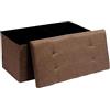 BAKAJI Cassapanca Pouf Contenitore Poggiapiedi per Camera da Letto Panca Sgabello Struttura Pieghevole Rivestimento in Tessuto Seduta Rimovibile Imbottita Dimensione 38 x 76 cm (Marrone)