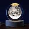 I-TOTAL®- Sfera di vetro 3D con LED RGB effetto sul soffitto, luce notturna per bambini, lampada da notte con base in legno, tema fantasy, decorazione in cristallo disegno (LUNA)