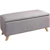 BAKAJI Cassapanca Pouf Contenitore Poggiapiedi Camera da Letto Panca Sgabello Struttura in Legno Rivestimento in Tessuto Hopsack Seduta Apribile Imbottita 106 X 32 X 42 cm (Grigio Chiaro)