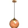 Euone_Clothes Lampadario a Sospensione a Sfera in Vetro Ondulato con Finitura Oro Lampada a Sospensione a Soffitto Industriale Vintage E27 Per Sala da pranzo Cucina - Arancia