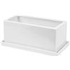 Polnix Vaso da fiori in ceramica con sottovaso, altezza 14 cm, rettangolare, bianco, liscio