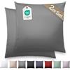 Blumtal Federe Cuscini Divano in Raso, Copricuscini Divano Cotone Satinato, Federe 80 x 80cm - 2 Pezzi, Antracite