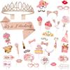 OPVXZAD 40 Anni Oro Rosa Decorazioni Compleanno Donna, 40th Corona e Fusciacca di Cristallo Strass & Photo Booth Gadget Kit, Adulti per Fai da Te Fotografica Puntello per Compleanno Decorazioni Regalo