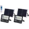 BAKAJI Set 2 Fari Led Esterno 100W con Pannello Solare Luce Bianco 6000K Ultra-Luminoso 1000LM Lampada Faro Faretto con Telecomando Timer e Sensore Crepuscolare Faretti Risparmio Energetico IP65
