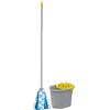 Apex Set Mop Lavapavimenti Completo con Secchio e Strizzatore Doppia Azione - Mop in Microfibra con Manico 120 cm, Capacità Secchio 12 Litri