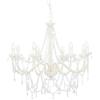 vidaXL Lampadario con Perle di Cristallo Rotondo 8 Lampadine E14 Elegante Lampada da Soffitto Luce Interni Bianco Trasparente in Metallo e Acrilico